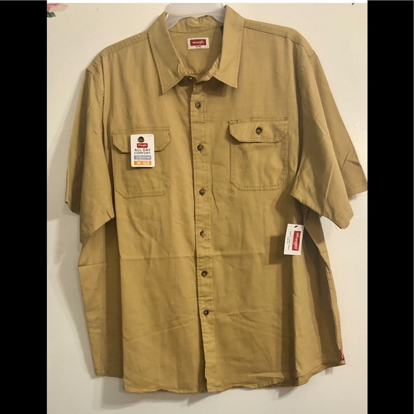 Wrangler jean jacket short sleeves shirt for men brown Size 2XL